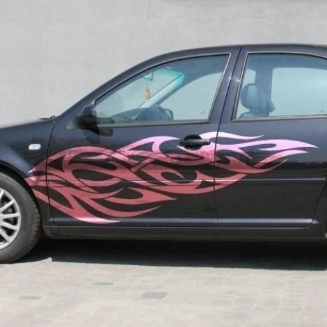 Dynamic painting template Flames 05 in vibrant shades of pink, perfect for modern decor.