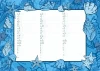 EDU dry-erase board for writing practice 008 - Blue background with shells and starfish design.