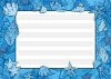 EDU dry-erase board five-line 005 - Graphic design with blue background featuring butterflies, starfish, and shells.