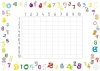 EDU dry-erase multiplication board 033 - Graphic design with colorful numbers 0-9 on a white background.