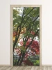Japanese garden door mural 159 - Living room decor with light-colored walls and wooden floor.