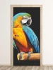 Door mural with a parrot design - vibrant blue and green parrot on a branch.