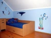 Ocean sticker set 1150 - Decor for a child\'s room. Blue walls and wooden floor.