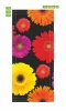 Gerbera flower door wallpaper 122 - Graphic design with colorful gerberas on a dark background.