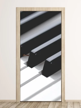 Piano door wallpaper 138 - Graphic design featuring black and white piano keys.