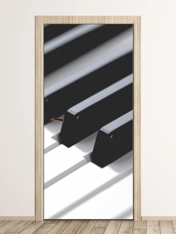 Piano door wallpaper 138 - Graphic design featuring black and white piano keys.