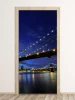 Brooklyn 84 door mural - Graphic design. Bridge with lighting over the river in a night scene.
