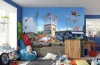 Disney Planes Wallpaper 8-469 - Decor for a child\'s room. Blue walls and light wood furniture.
