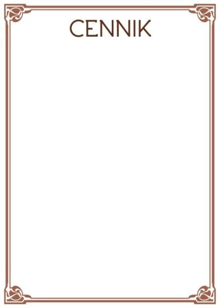 Magnetic whiteboard 033 price list - Graphic design. White surface with brown frame and PRICE LIST text.