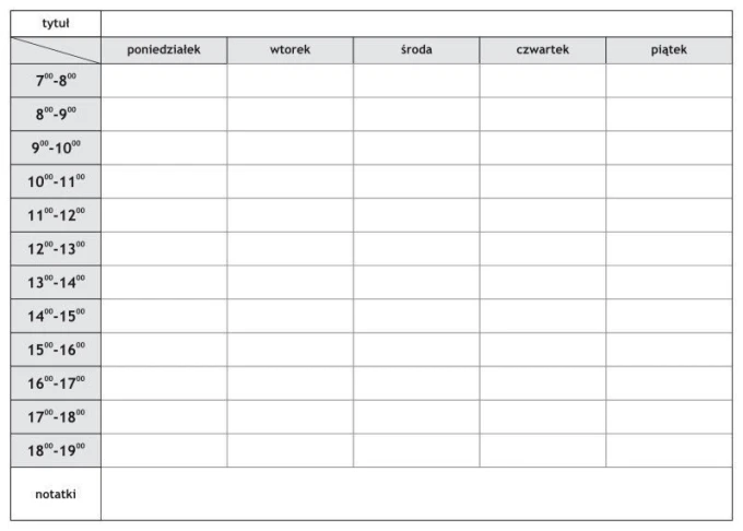 Magnetic whiteboard 039 weekly planner - Simple grid with days of the week and hours.