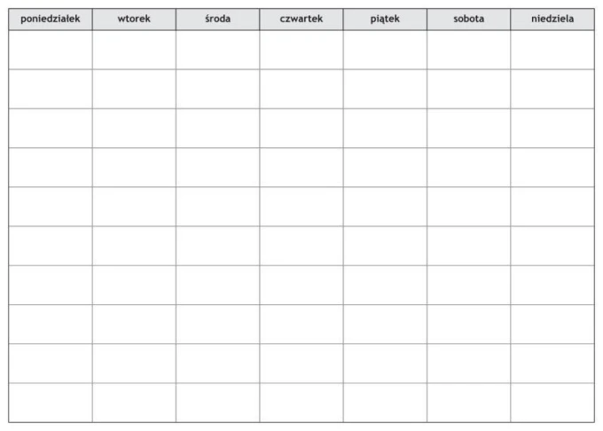 Magnetic whiteboard 038 weekly planner - Simple grid layout with days of the week arranged horizontally and vertically.