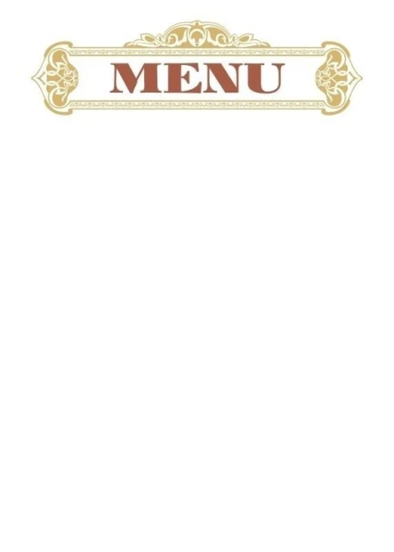 Magnetic whiteboard 031 menu - Graphic design with \'MENU\' in large letters, adorned with gold accents.