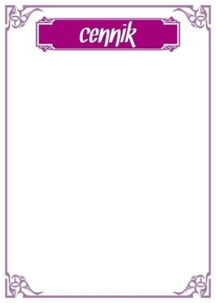 Magnetic whiteboard 035 price list - Graphic design. Simple frame with purple accents and price list text.