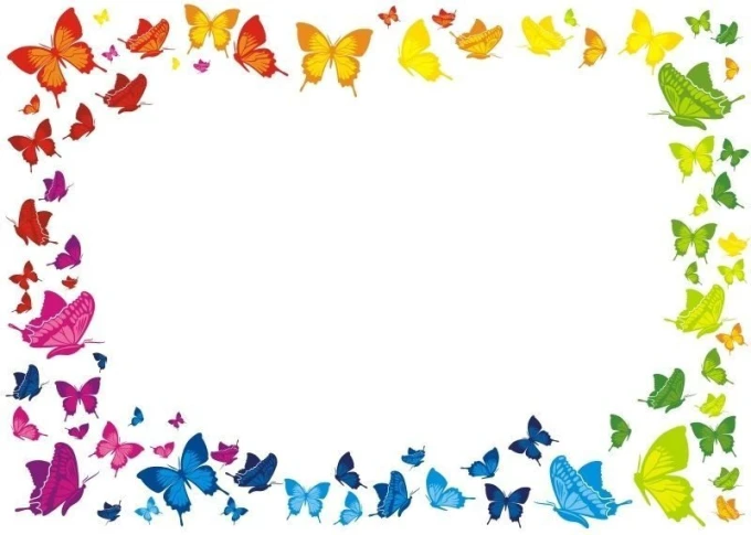 Magnetic whiteboard with butterfly design 013 - Colorful butterflies surround a white center.