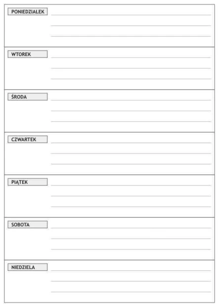 Weekly planner dry-erase board 017 - Simple design with seven horizontal lines for the days of the week.