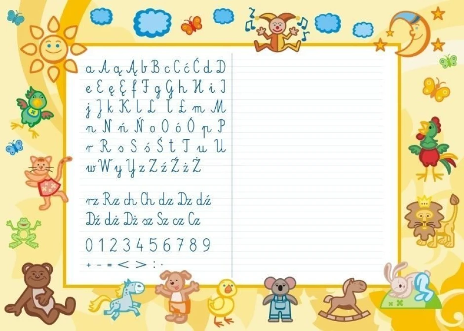 Magnetic dry-erase writing board 011 - Graphic design with letters and numbers on a light background.