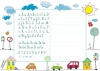 Magnetic dry-erase writing board 027 - Features letters, numbers, and drawings for learning.
