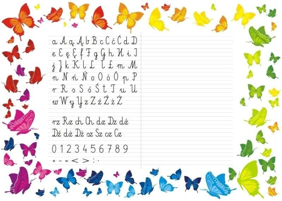 Magnetic dry-erase writing board 039 - Graphic design with colorful butterflies on a white background.