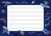 Magnetic dry-erase five-line board 013 - Graphic design with ship illustrations on a navy blue background.