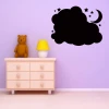 Chalk sticker 005 moon cloud - Decor for a child\'s room. Purple wall, light-colored furniture.