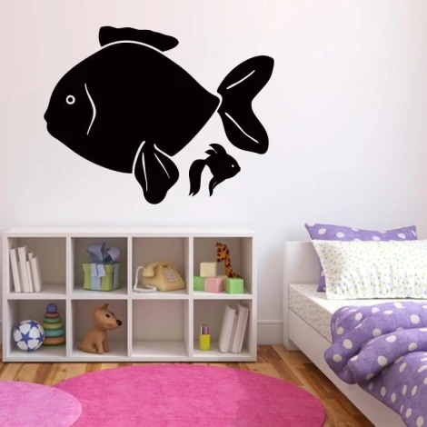 Stylish chalk sticker with fish, perfect for a colorful children\'s room, adding joy and charm.