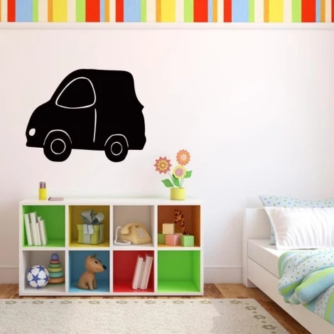 Stylish chalk car sticker, perfect for a colorful children\'s room, adding joy and creativity.