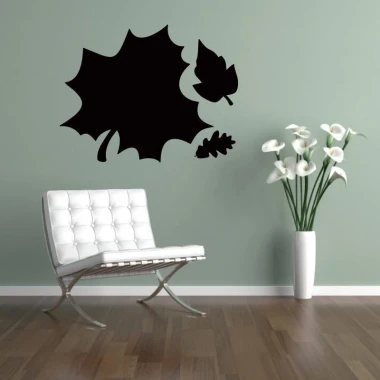 Stylish chalk sticker 027 with leaves, perfect for a modern living room, adding character to your walls.
