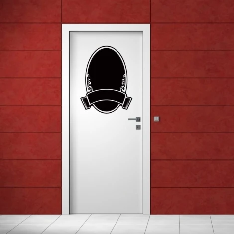 Chalk sticker 032 - Corridor design. Red walls, white door with black pattern.