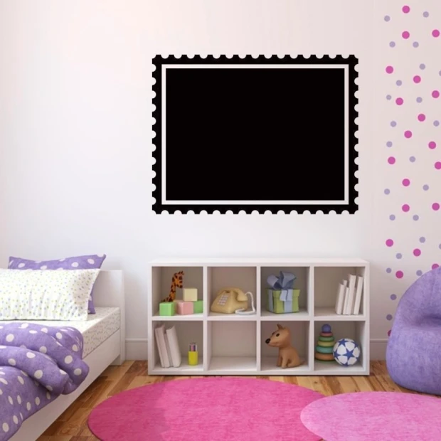 Chalk sticker 036 - Decor for a child\'s room. Light-colored walls and pastel furniture.