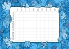 Magnetic dry-erase multiplication chart 006 - Graphic design with a blue background and seashells.
