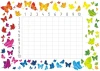 Magnetic dry-erase multiplication chart 038 - Features colorful butterflies on a white background.