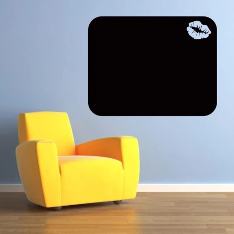 Chalk sticker 038 lips - Room decor with light-colored wall and modern yellow chair.