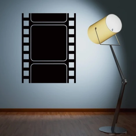 Chalk sticker 045 film - Room setup with light-colored wall, wooden floor, and a standing lamp nearby.