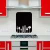 Chalk sticker 049 cutlery - Kitchen decor with red cabinets and white wall tiles.