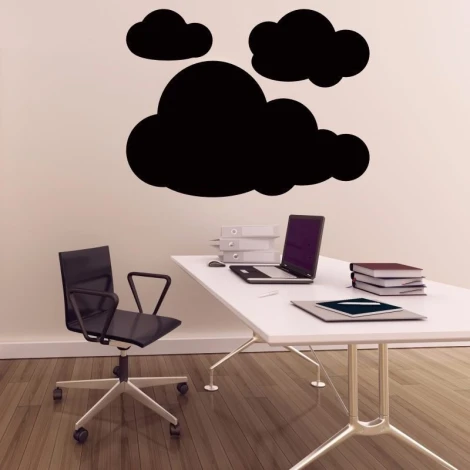 Chalk sticker 054 clouds - Office decor. Light walls and wooden floors create a modern interior.