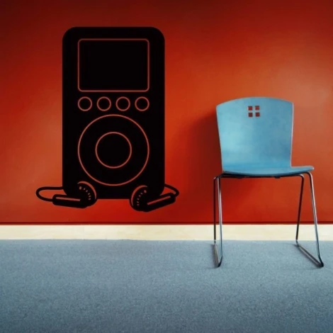 Chalk sticker 058 player - Room setup with red walls, blue chair, and gray floor.