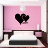 Chalk sticker 066 hearts - Bedroom decor with pink walls and white and brown furniture.