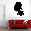 Chalk sticker 075 phonograph - Living room setup with light walls and modern red furniture.