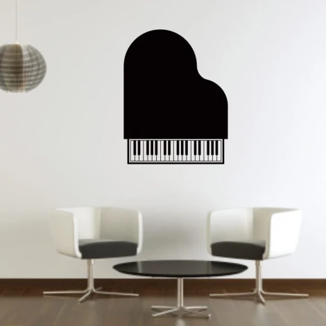Chalk sticker 076 piano - Graphic design featuring a black piano with a keyboard.