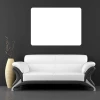 Dry-erase board 065 with rounded corners - Styled in a modern living room with dark walls and a light sofa.