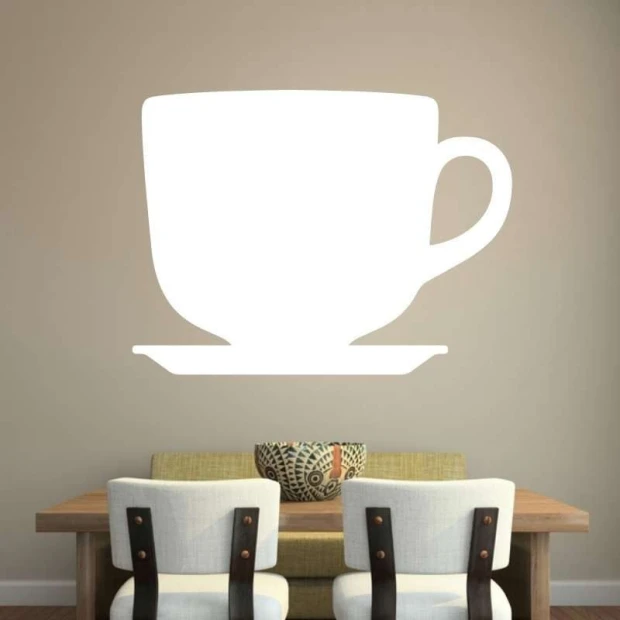 Dry-erase board 063 cup - Dining room setup. Light-colored walls, table with wooden chairs.