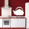 Dry-erase board 062 kettle - Kitchen arrangement with red walls and white furniture.