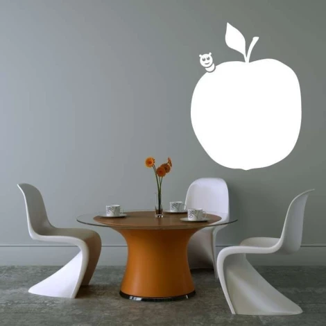 Dry-erase board 057 apple - Dining room setup with light-colored walls and a round table with a brown top.