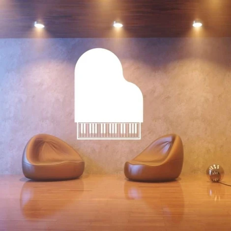 Dry-erase board 055 piano - Styled in a modern room with gray-beige walls and wooden flooring.