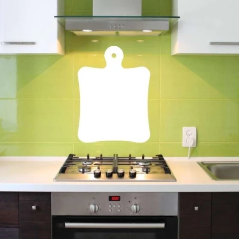 Dry-erase board 051 cutting board - Kitchen arrangement with green walls and modern furniture in shades.