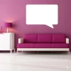 Dry-erase board 048 speech bubble - Living room setup with purple walls and white and pink furniture.