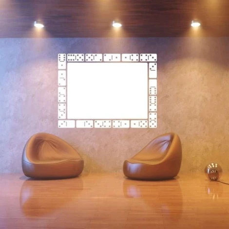 Dry-erase board 046 domino - Styled in a modern living room with gray-beige walls and wooden flooring.