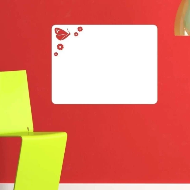 Dry-erase board 042 butterfly - Decor in a child\'s room. Red walls, green chair.