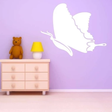 Dry-erase board 041 butterfly - Decor in a children\'s room with purple walls and light-colored furniture.