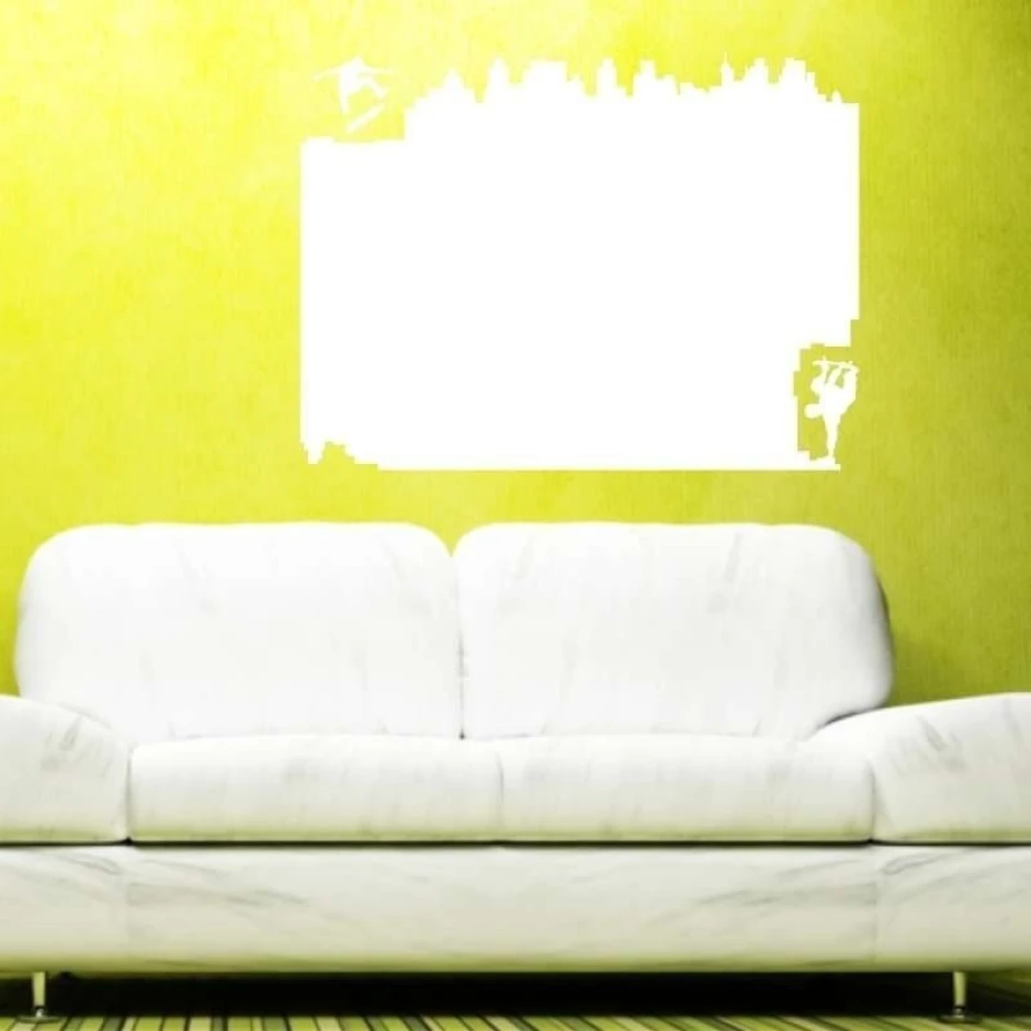 Dry-erase board 037 skate - Room setup with yellow walls and a white sofa in the background.